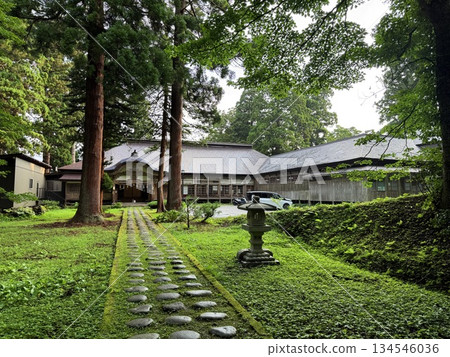 被杉樹環繞的羽狀黑山石階 被杉樹環繞的羽狀黑山石階 134546036