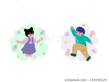 Illustration of children jumping cheerfully Illustration of children jumping cheerfully 134546129