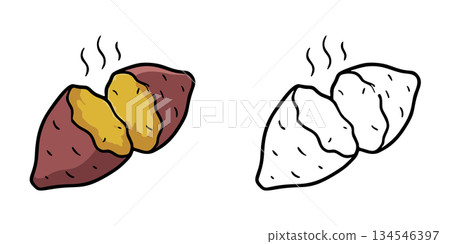 Simple roasted sweet potato icon illustration Simple roasted sweet potato icon illustration 134546397