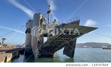 Self-Defense Forces Transport Group: Large bow ramp opening on transport ship 134547604