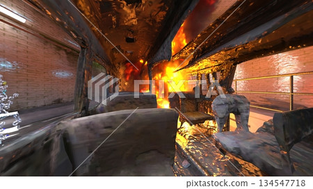 Vehicle fire scene 134547718