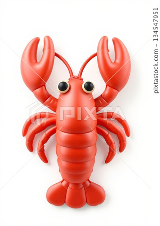 红色卡通小龙虾特写 134547951