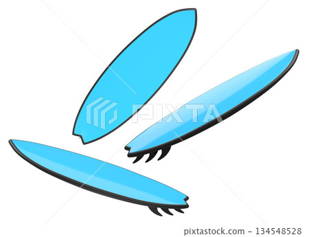 Set of surfboard for summer surfing on surf board on white background. 134548528