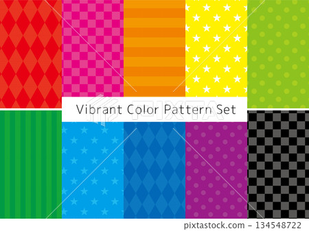 一組色彩鮮豔的圖案 一組色彩鮮豔的圖案 134548722