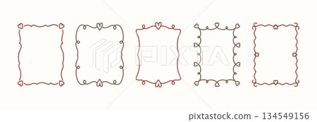 Hand Drawn Frames with Hearts 134549156