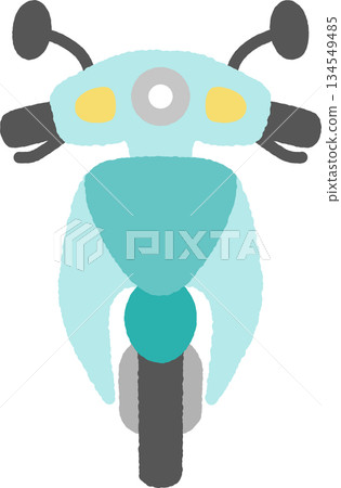 Hand-drawn style icon - Front view of a motorcycle 134549485
