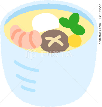 茶碗蒸煮的手繪圖示插圖 134549554