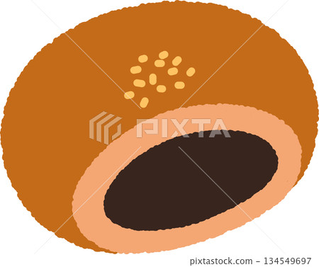 手繪單一圖示插圖食物 Anpan 134549697