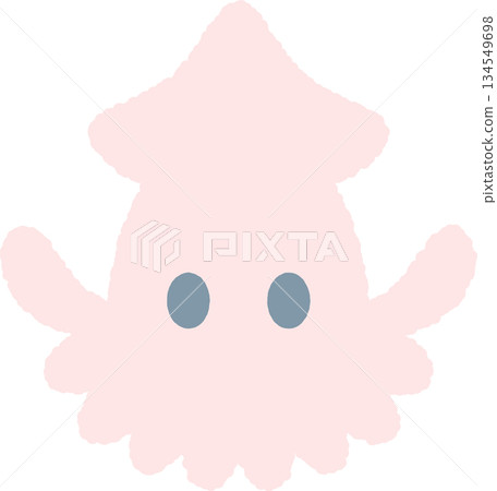 手繪的單一圖標插圖，一種生物，魷魚 134549698