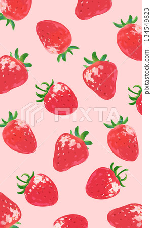 Strawberry_Simple hand-drawn background_Vertical_Pink background 134549823