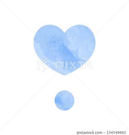 Simple heart exclamation mark hand-painted watercolor illustration light blue Simple heart exclamation mark hand-painted watercolor illustration light blue 134549983