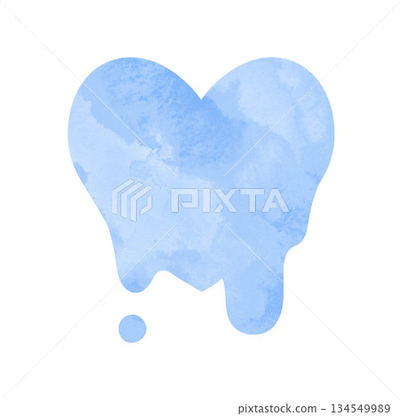 Hand-drawn watercolor illustration of a simple melting heart, light blue Hand-drawn watercolor illustration of a simple melting heart, light blue 134549989