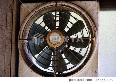 Close-up of an old electric fan Close-up of an old electric fan 134550079