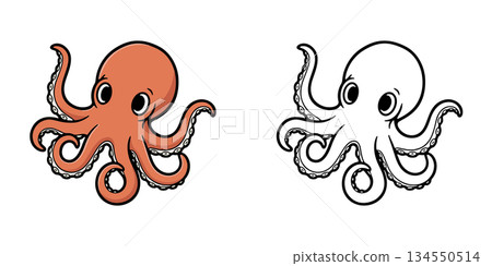 Simple octopus icon illustration Simple octopus icon illustration 134550514
