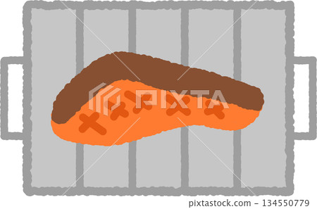 Hand-drawn simple icon illustration Grill 134550779