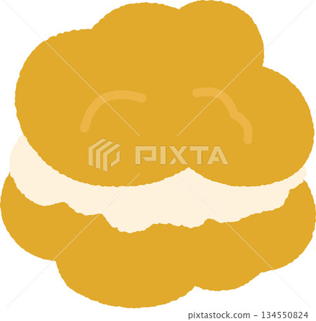Hand-drawn single icon illustration Food Cream puff Hand-drawn single icon illustration Food Cream puff 134550824