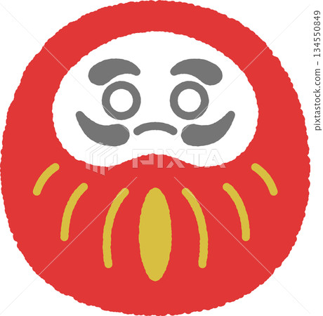 手繪單圖示插圖：達摩 134550849