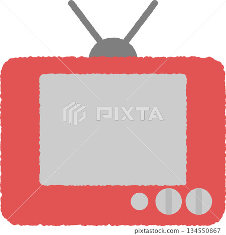 CRT 電視的手繪圖圖示插圖 134550867