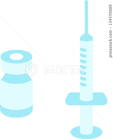 手繪單圖示插圖疫苗注射器 手繪單圖示插圖疫苗注射器 134550889