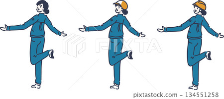 Illustration of a person wearing work clothes Blue uniform Illustration of a person wearing work clothes Blue uniform 134551258