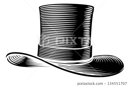 Top Hat Vintage Woodcut Illustration Top Hat Vintage Woodcut Illustration 134551707