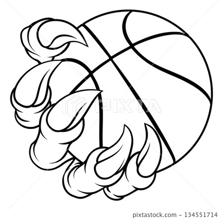 Basketball Ball Claw Cartoon Monster Animal Hand Basketball Ball Claw Cartoon Monster Animal Hand 134551714