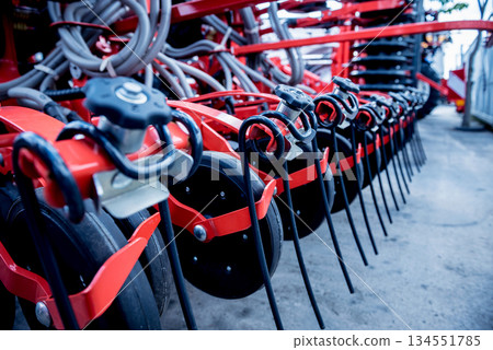 Modern agricultural machinery and equipment. Industrial details. Modern agricultural machinery and equipment. Industrial details. 134551785