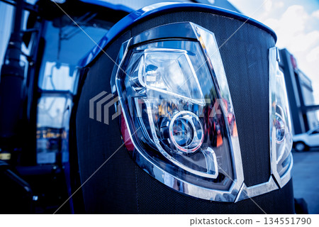 Modern tractor cabin exterior. Agricultural exhibition. Industrial 134551790