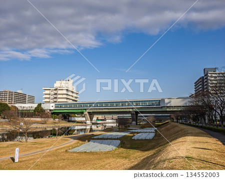 從這裡可以俯瞰都營地鐵東大島站，該站橫跨古老的仲川河。 134552003