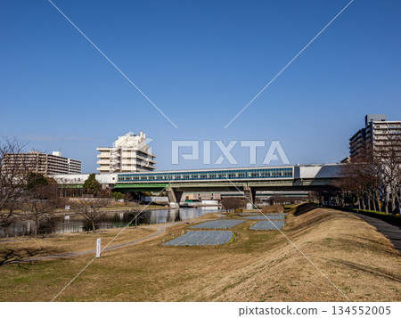 從這裡可以俯瞰都營地鐵東大島站，該站橫跨古老的仲川河。 134552005