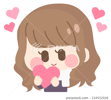一個女孩小心翼翼地擁抱著自己的心。 134552026