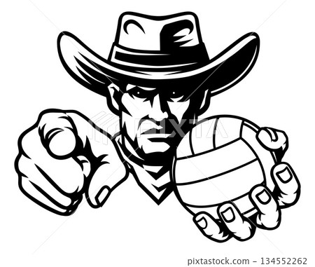 Cowboy Man Volleyball Cowboys Sports Team Mascot 134552262