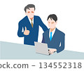 老闆和下屬在筆記型電腦前開會。 134552318