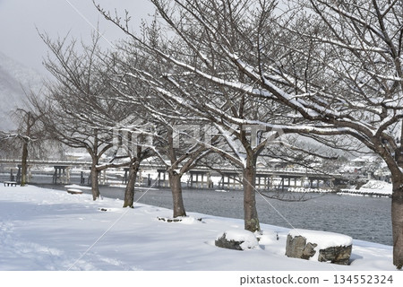 渡月橋被雪覆蓋 134552324