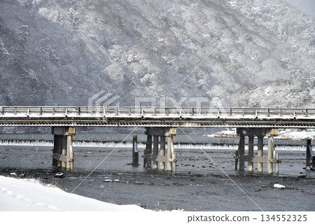 Togetsukyo Bridge covered in snow 134552325