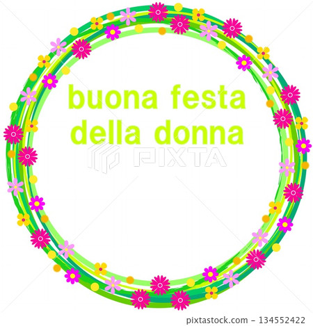 International Women's Day Buona Festa Della Donna Frame White Background Floral Pattern 134552422