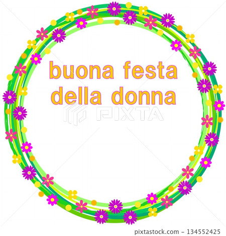國際婦女節 Buona Festa della Donna 框白色背景 花卉圖案 134552425