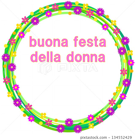 International Women's Day Buona Festa Della Donna Frame White Background Floral Pattern 134552429
