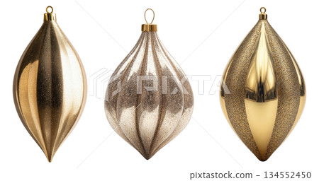Gold teardrop Christmas ornaments 134552450