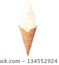 Vanilla flavored soft serve ice cream watercolor 134552924