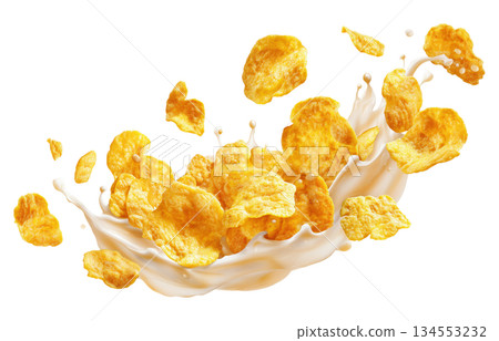 Golden Corn Flakes Cereal Splash Golden Corn Flakes Cereal Splash 134553232