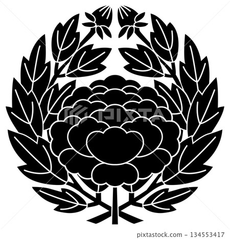 This is the family crest of Araki Motokiyo and Araki Murashige. It is called the embracing peony. 134553417