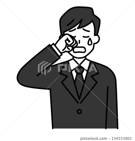 身著喪服的哭泣男子 134553801