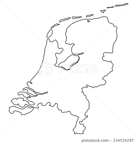 Netherlands outline map with islands, simplified black geographic country shap Netherlands outline map with islands, simplified black geographic country shap 134554297