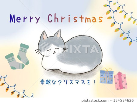 Cute Cat Christmas Card 134554626