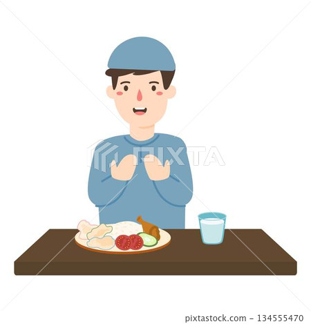 boy praying before iftar, ramadan boy praying before iftar, ramadan 134555470