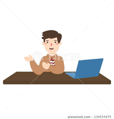 Elementary school student with laptop Elementary school student with laptop 134555475