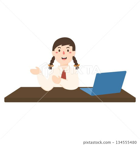 Illustration of Elementary School Students in Classroom 134555480