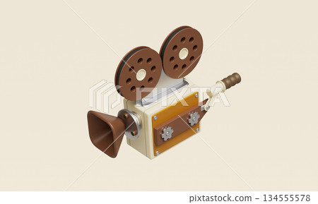 Retro Movie Film  Camera. 3D Rendering. 134555578