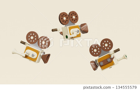 Retro Movie Film  Camera. 3D Rendering. 134555579